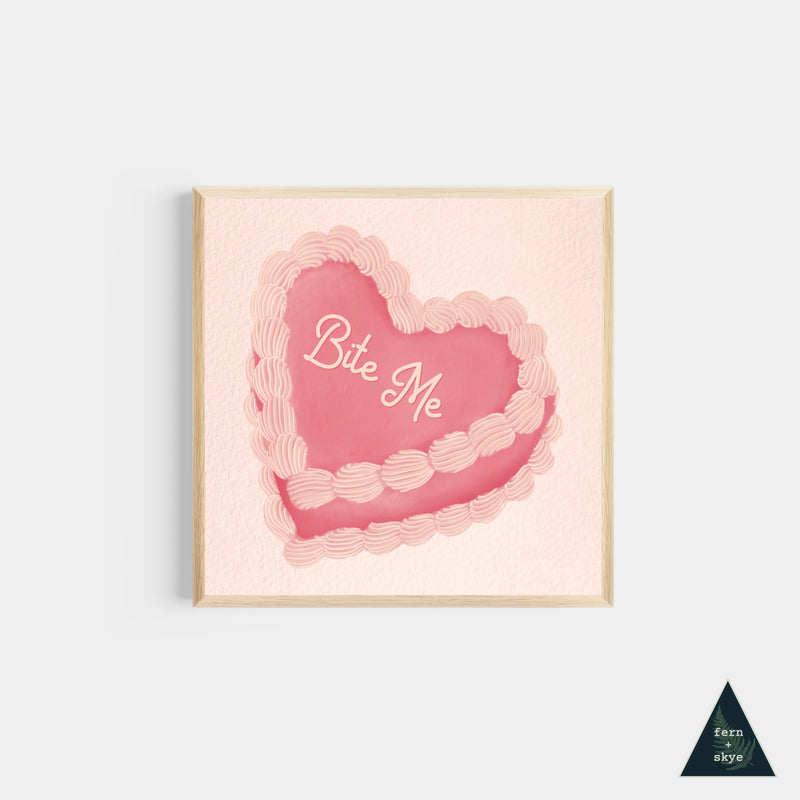 Bite Me Heart Cake Mini Print