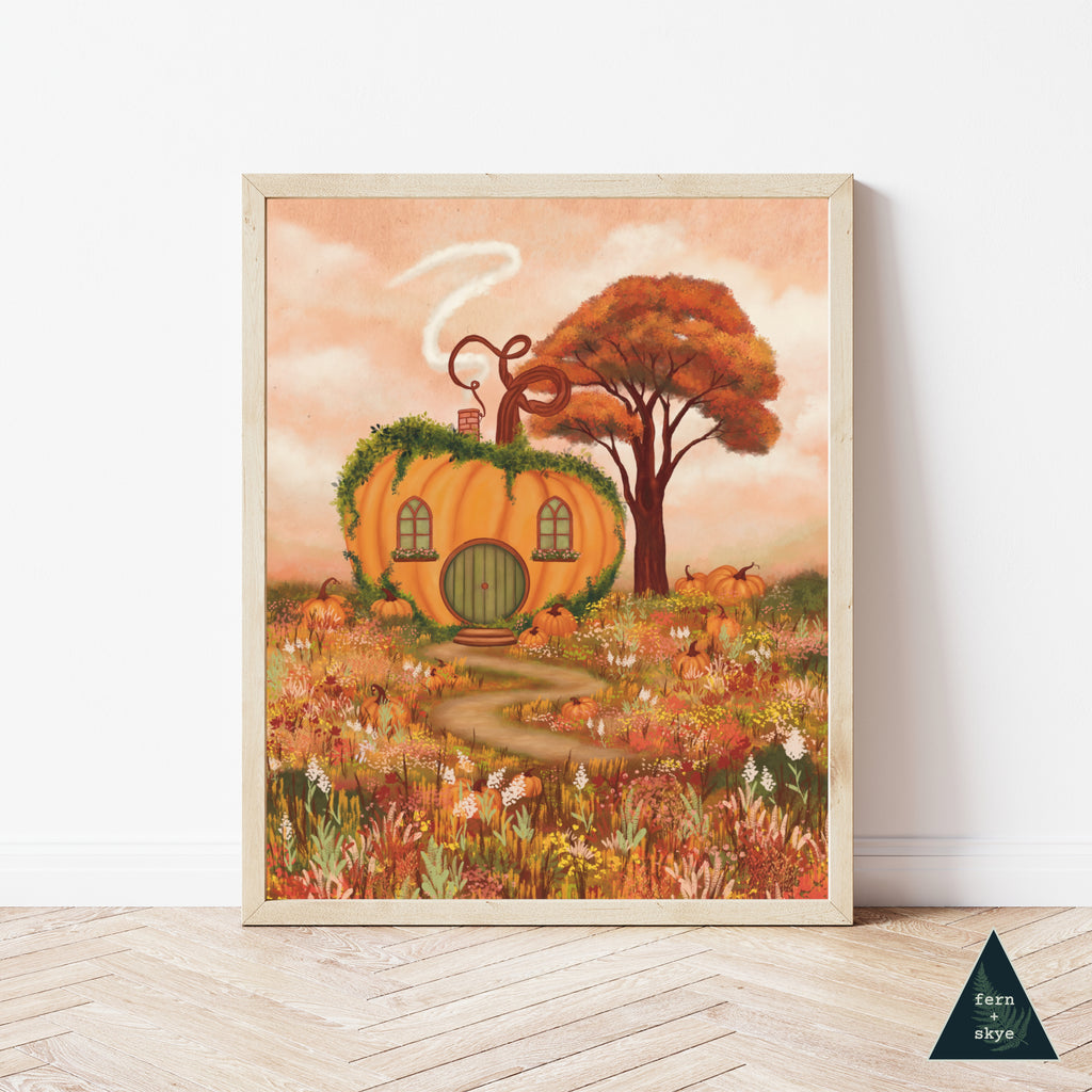 Pumpkin Cottage Art Print