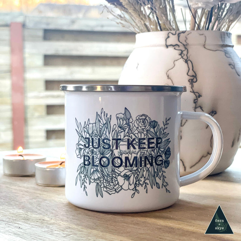Just Keep Blooming Camper Mug