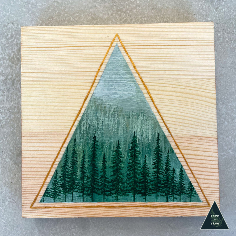 "Among the Misty Pines" - Original Acrylic Painting on Pine Wood