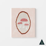 Red Mushroom Wood Slice Canvas Print
