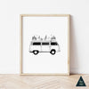 Camper Van Forest Mountain Art Print