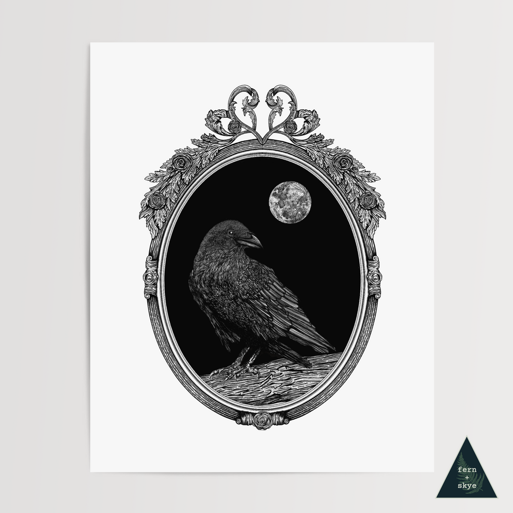 Raven in the Mirror Art Print